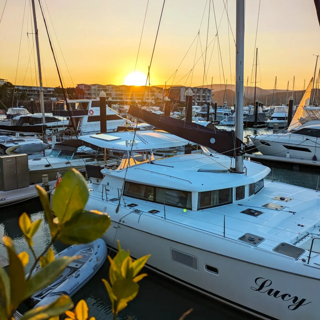 SV Lucy at Coral Sea Marina, ready for her next charter