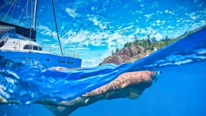 Snorkelling straight from SV Due West on a Portland Roads Sailing the Whitsundays holiday charter