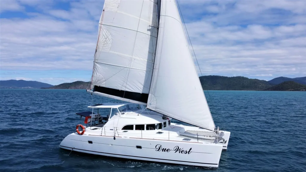 SV Due West with both sails up