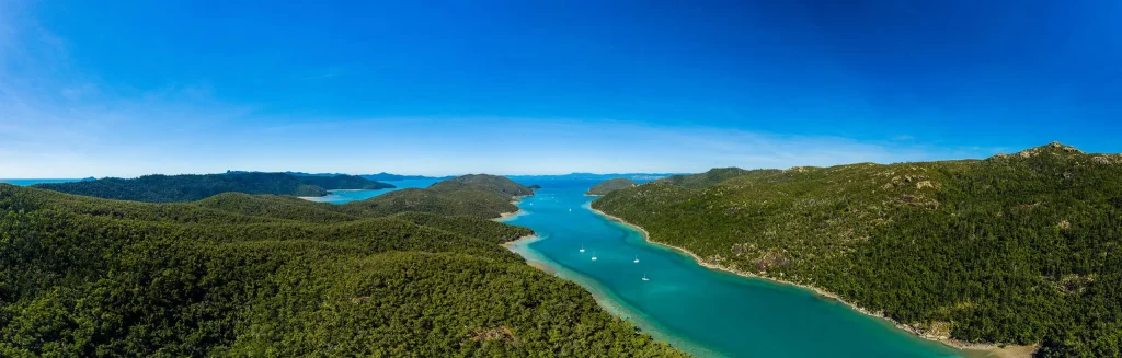 Boats anchored in Nara Inlet Whitsundays